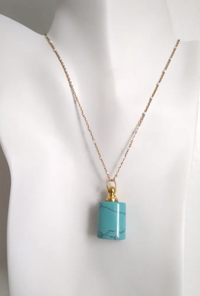 Turquoise Square Essential Oil Bottle Pendant