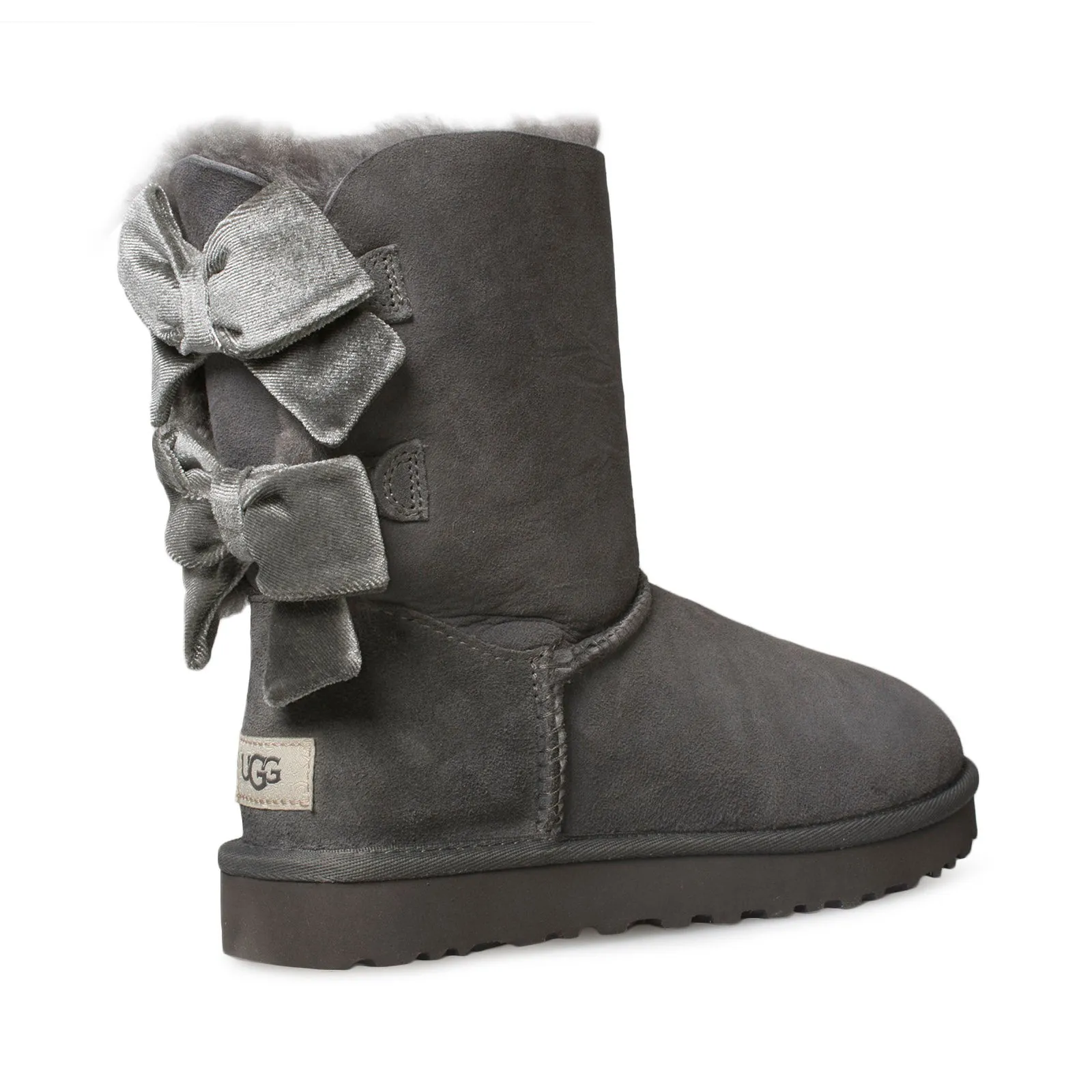 UGG Bailey Bow II Velvet Ribbon Charcoal Boots - Women's