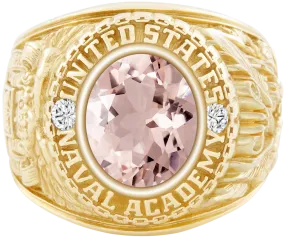 USNA Class Ring Mod™ with Morganite Centerpiece and Diamond Dividers