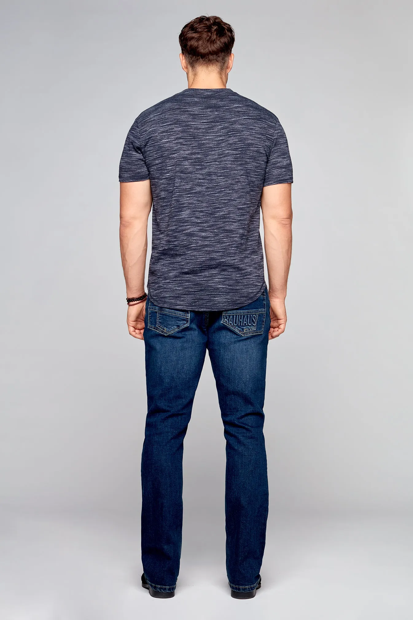 V-Neck T-Shirt - Navy Space Dye