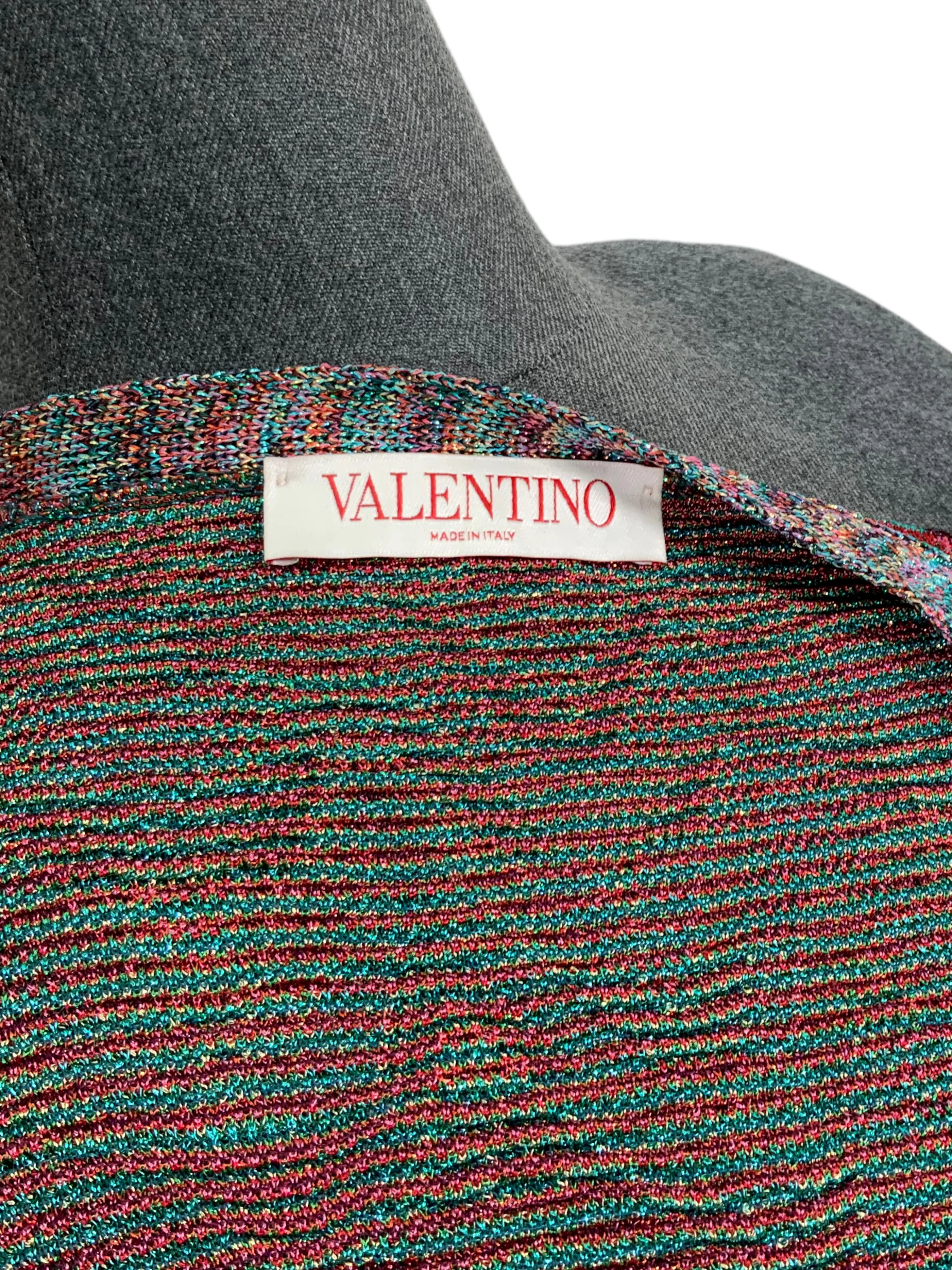 VALENTINO Jacquard Optical Pattern Lurex Long Cardigan Size S