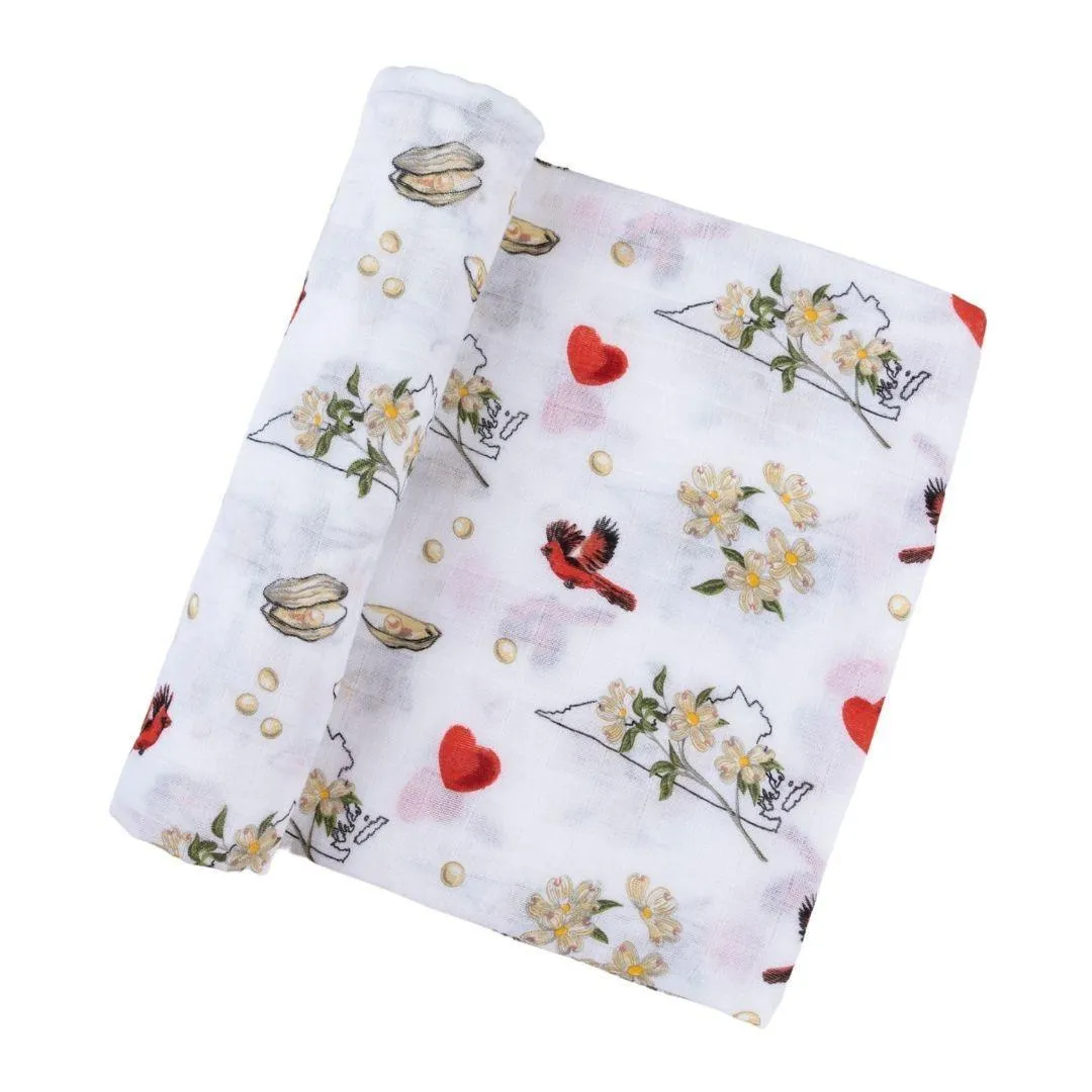 Virginia Baby Muslin Swaddle Receiving Blanket (Floral)