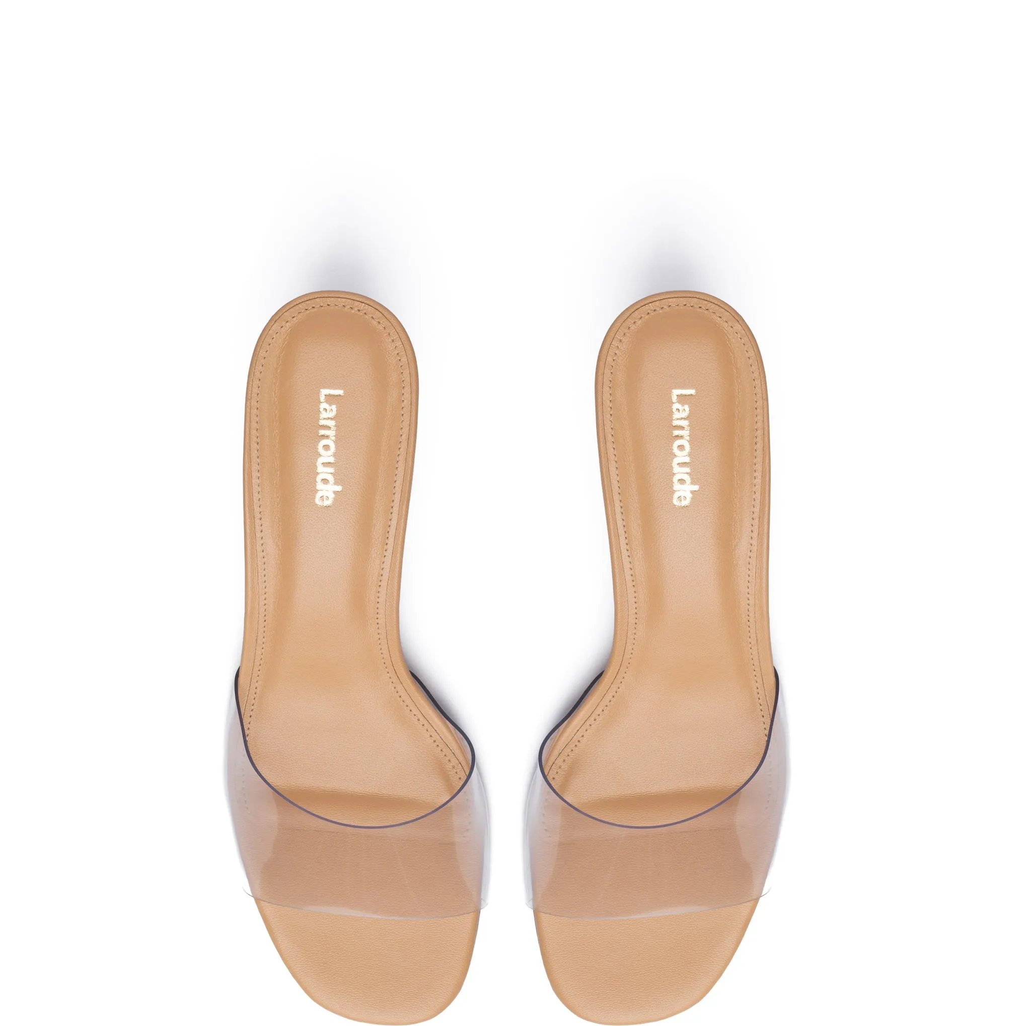 Vivi Lucite Mule In Tan Leather and Vinyl