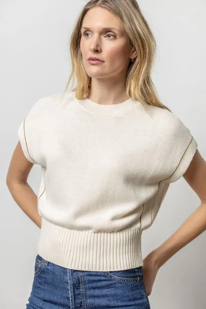 Wedge Pullover Sweater in cream by Lilla P