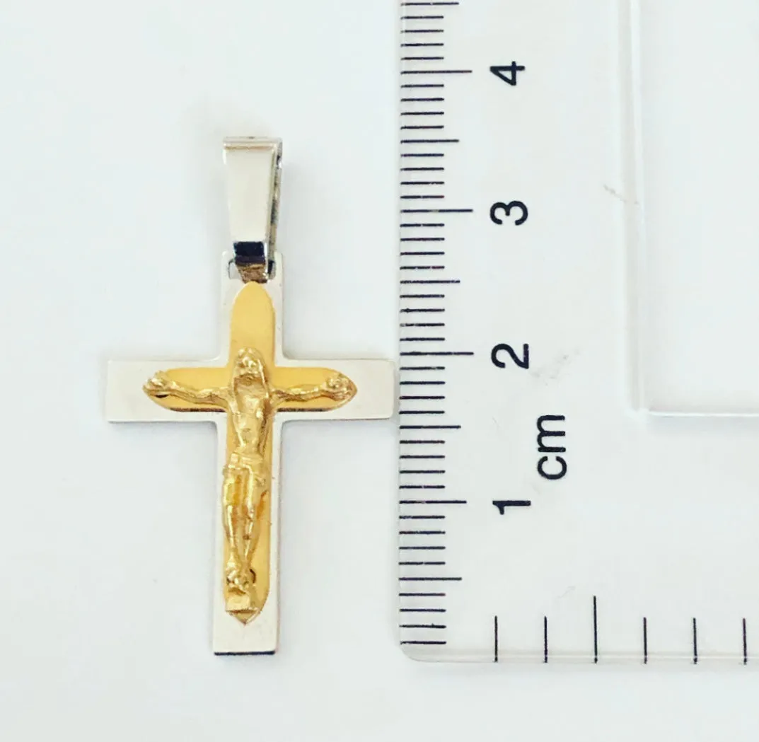 White & yellow gold cross pendant P256