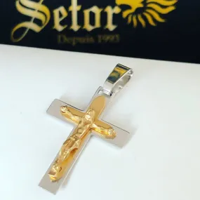 White & yellow gold cross pendant P256