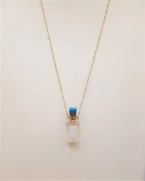 White Quartz with Turquoise Cap Essential Oil Bottle Pendant