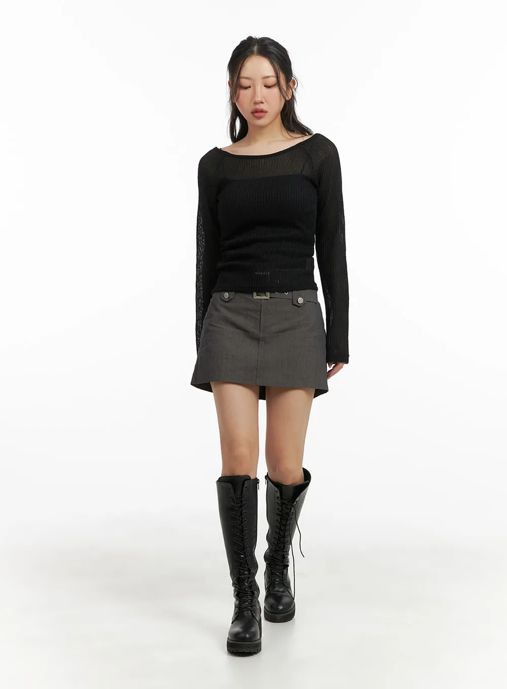 Wide Belt Mini Skirt CM426