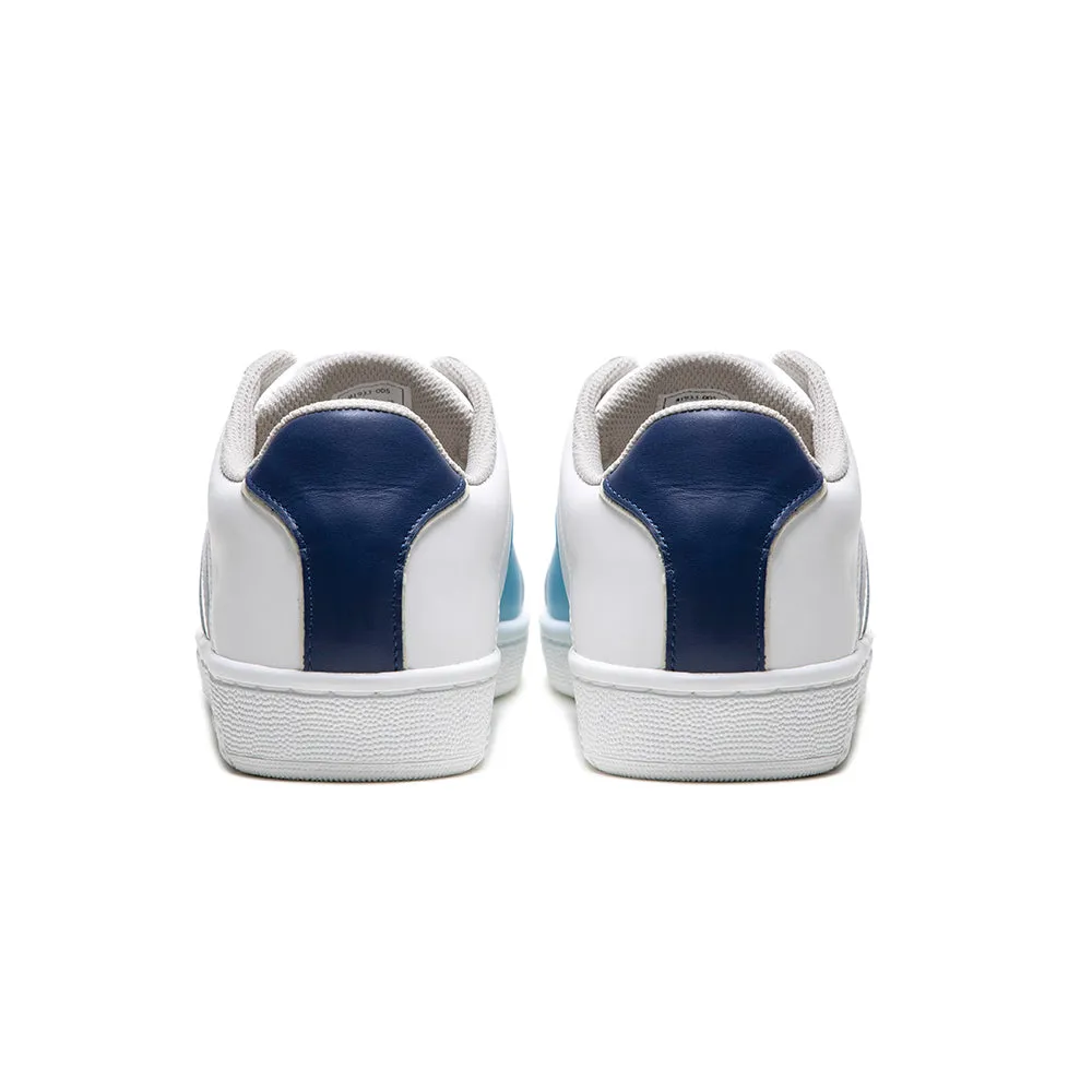 Women's Icon Dots White Blue Logo Leather Sneakers 91933-005