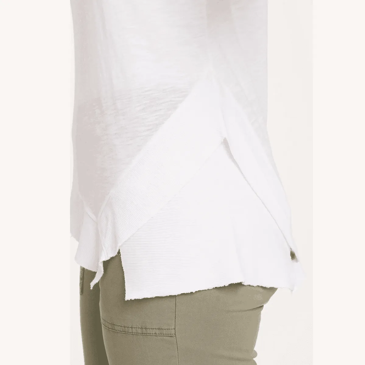 XCVI Wearables Lettie  Crew Neck Asymmetric Tee in White