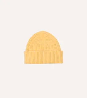 Yellow Angora Lambswool Ribbed Knit Cap