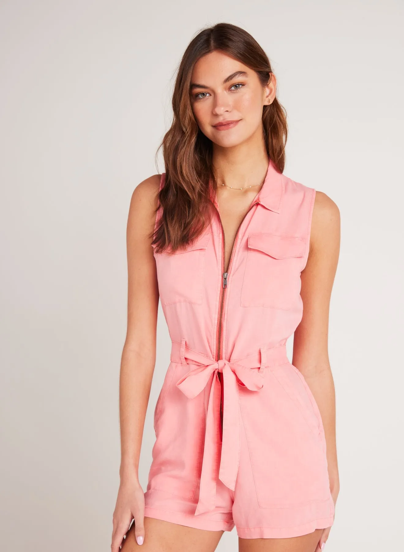 Zip Front Romper - Blossom Pink